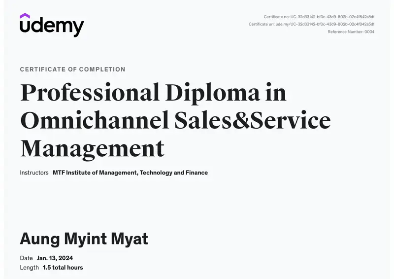 Udemy Certificate